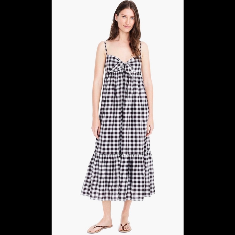 J. Crew Beach Dress with Tie-Front in Oversized Gingham